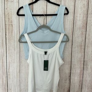 Wild Fable Women's Tank Tops in White and Sky Blue bundle